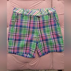 Women's Lady Hagen Pink Blue Plaid Golf Shorts Bermudas Preppy Comfy Colorful